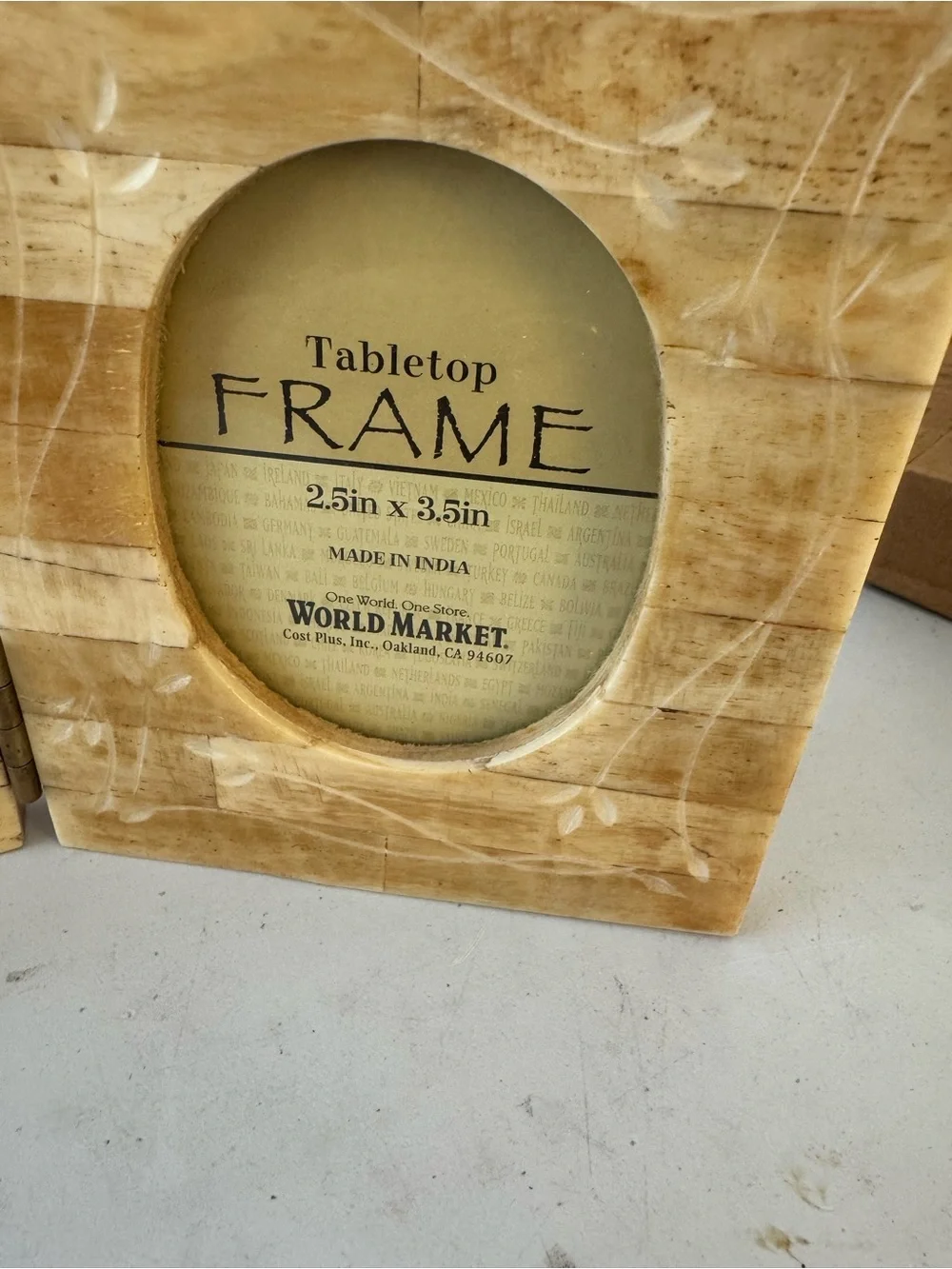 World Market Marble Like Tabletop Frame in Light Brown